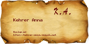 Kehrer Anna névjegykártya