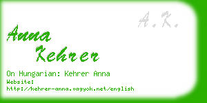 anna kehrer business card